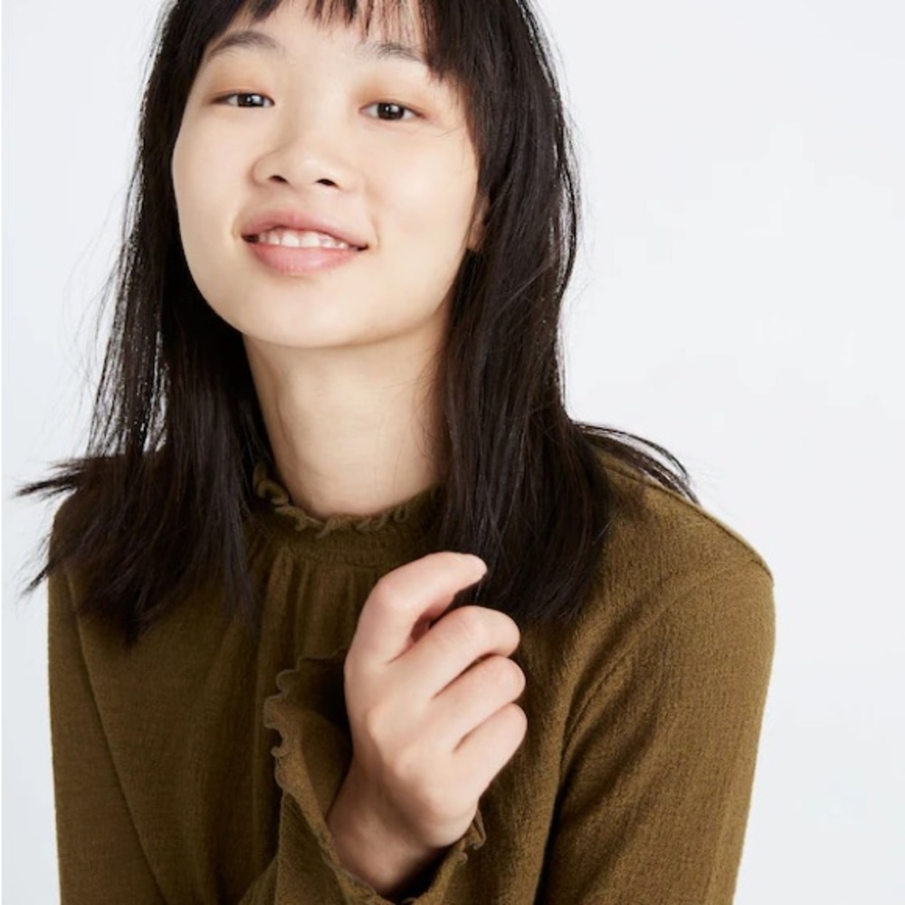Madewell Texture & Thread Ruffled Mockneck Top - Picture 3 of 7